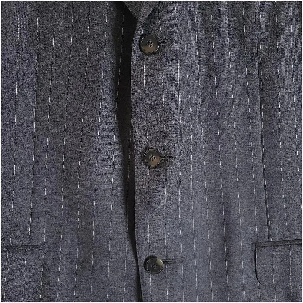 Ermenegildo Zegna Su Misura Wool Pinstripe Blazer Mens 40R Gray Italy 3 Button